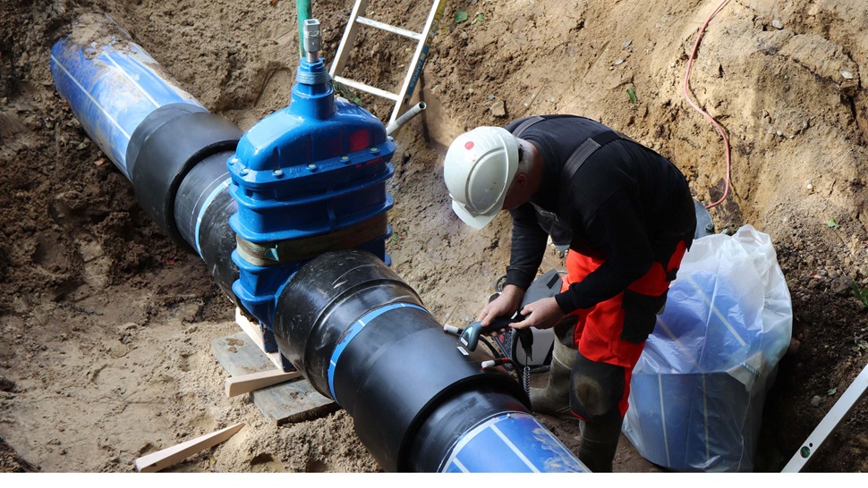 A fully welded AVK PE pipe system installed - it offers a lot of benefits such as reduced risk of leakage, ease of installation and a high durability