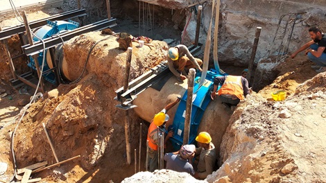 Protection of socket joints on a DN1200 water pipeline in Beirut, Lebanon