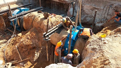 Protection of socket joints on a DN1200 water pipeline in Beirut, Lebanon